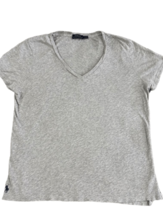 Polo Ralph Lauren Tops - Polo Ralph Lauren V Neck T-Shirt, Cap Sleeve, Gray, Sz L, Logo at Bottom Hem